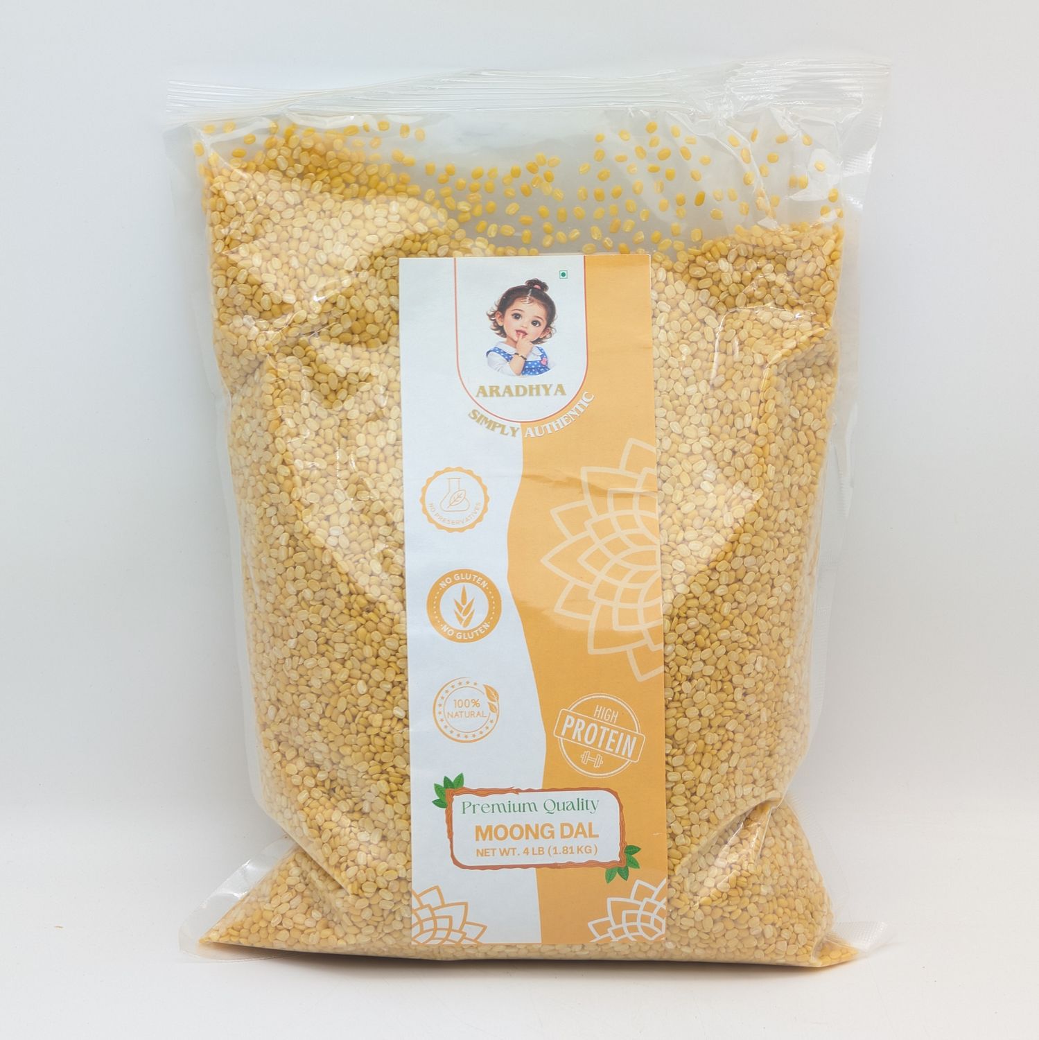 ARADHYA Split Hulled Moong Beans - Moong Dal 4lb 1.81kg