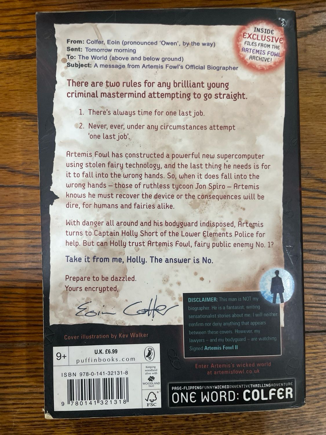 Book 3: Artemis Fowl And The Eternity Code by Eoin Fowler