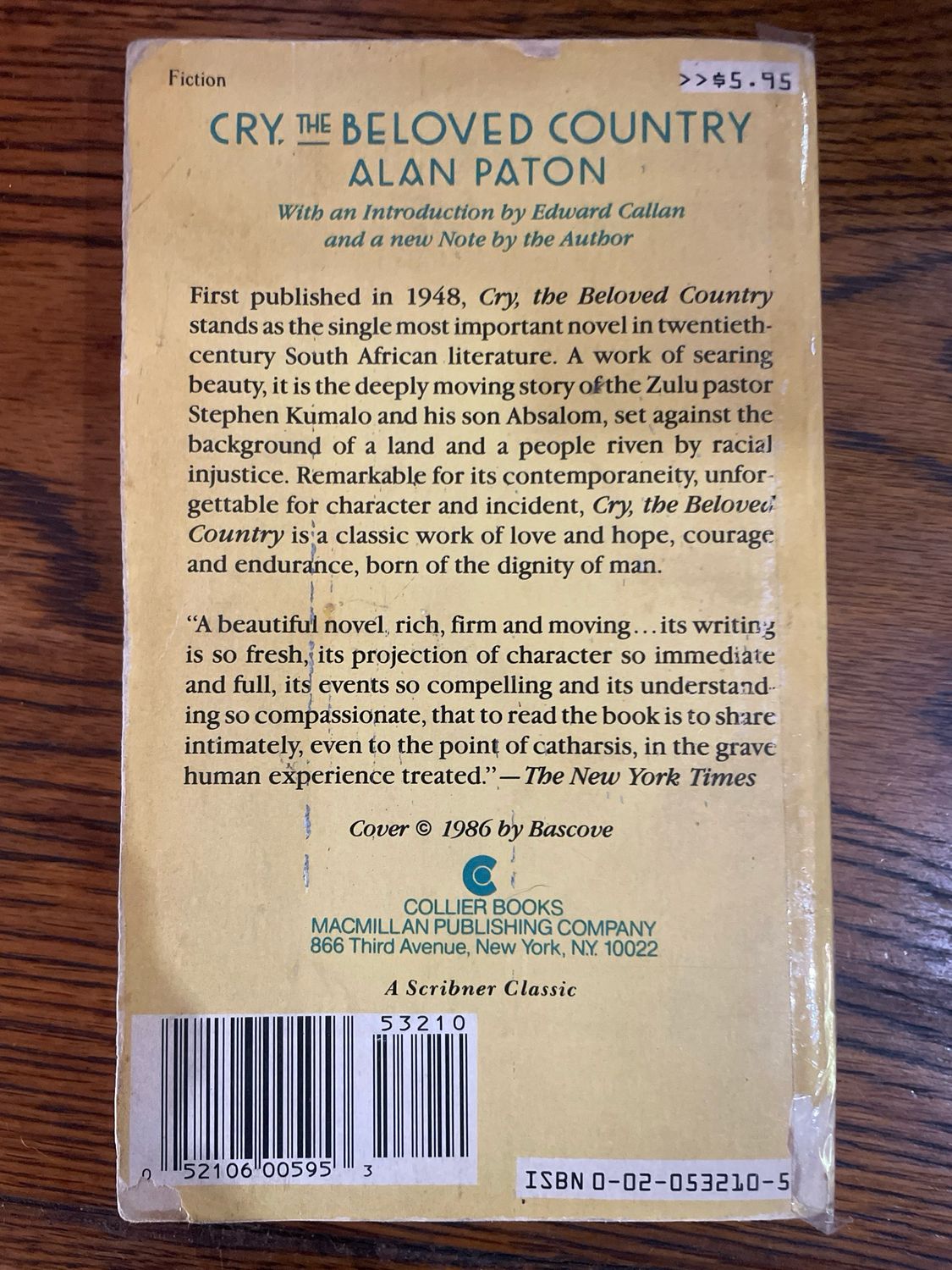 Cry The Beloved Country by Alan Paton