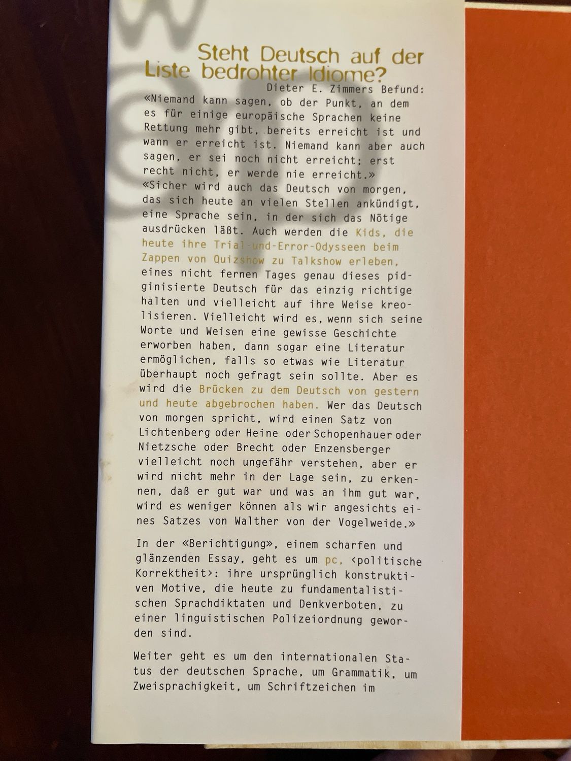 Deutsch Und Anders by Dieter E. Zimmer