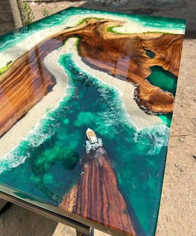 Luxury handcrafted epoxy resin table 36 by 40 inches