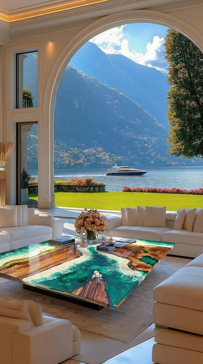 Luxury handcrafted epoxy resin table 36 by 40 inches