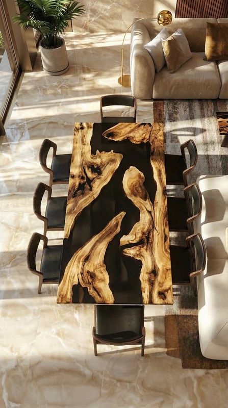 The Obsidian River Live-Edge Dining Table