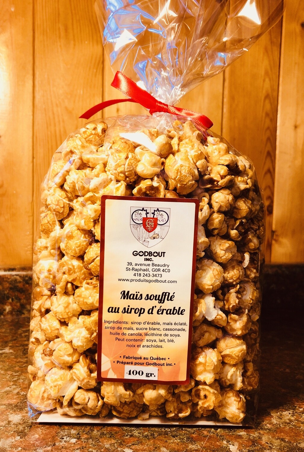 Maïs soufflé au sirop d&#39;érable 400 g / Maple Popcorn 400 g