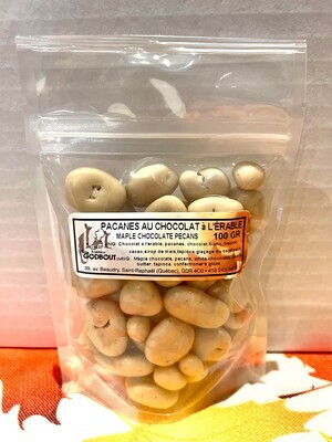 Pacanes enrobées de chocolat à l&#39;érable 100 g - Pecans coated with Maple Chocolate 100 g