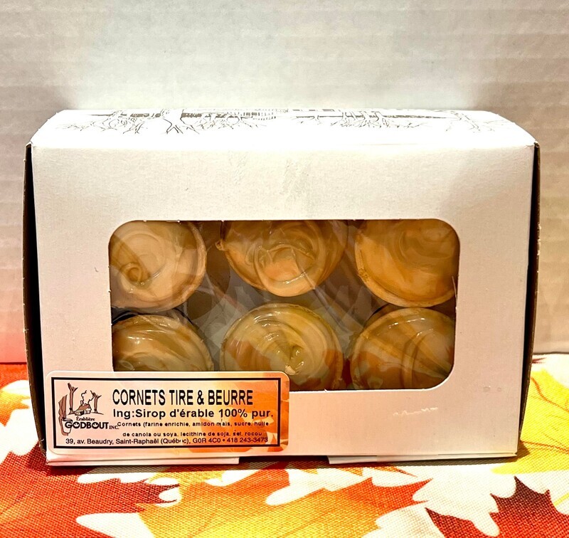 Cornets beurre et tire d&#39;érable 6 unités - Butter and Maple Taffy Cones 6 Units