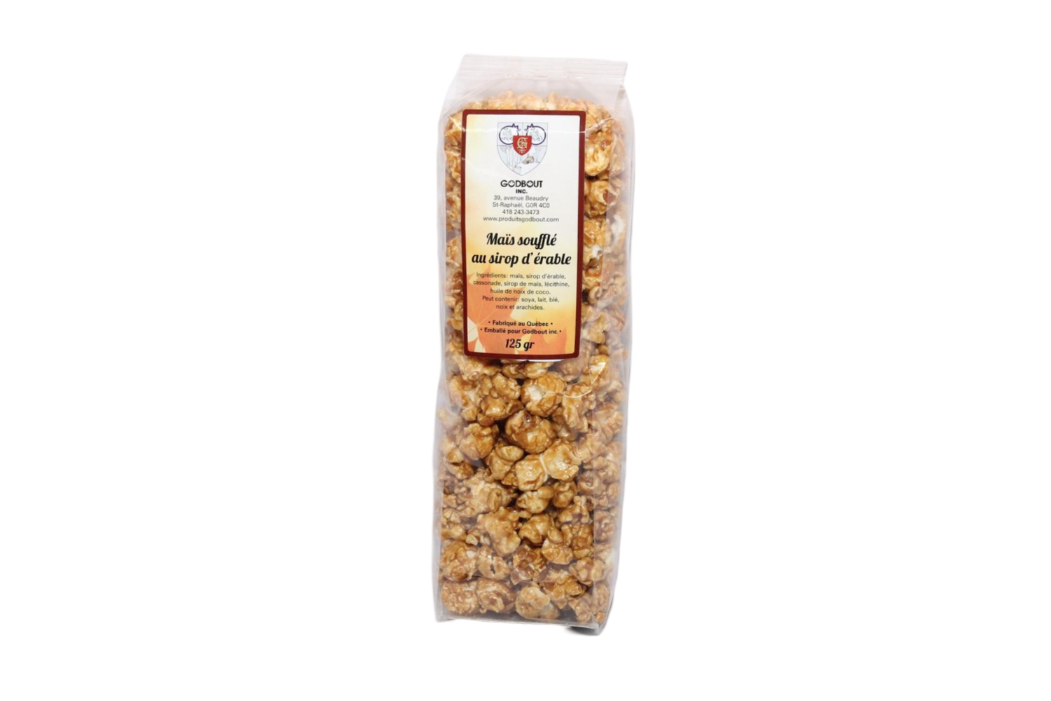 Maïs soufflé au sirop d&#39;érable 125 g / Maple Popcorn 125 g