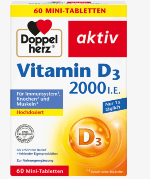 德國多寶雙心Doppelherz  維生素 Vitamin D3 2000IE  60入