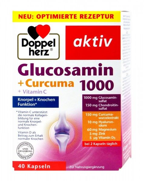 德國多寶雙心關節葡萄糖氨膠囊Doppelherz Glucosamin 1000 ＋軟骨素, 40粒