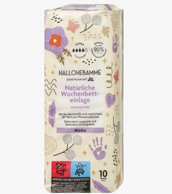 HALLOHEBAMME Wochenbetteinlagen產後床上護墊 natürlich, 10 入  純素