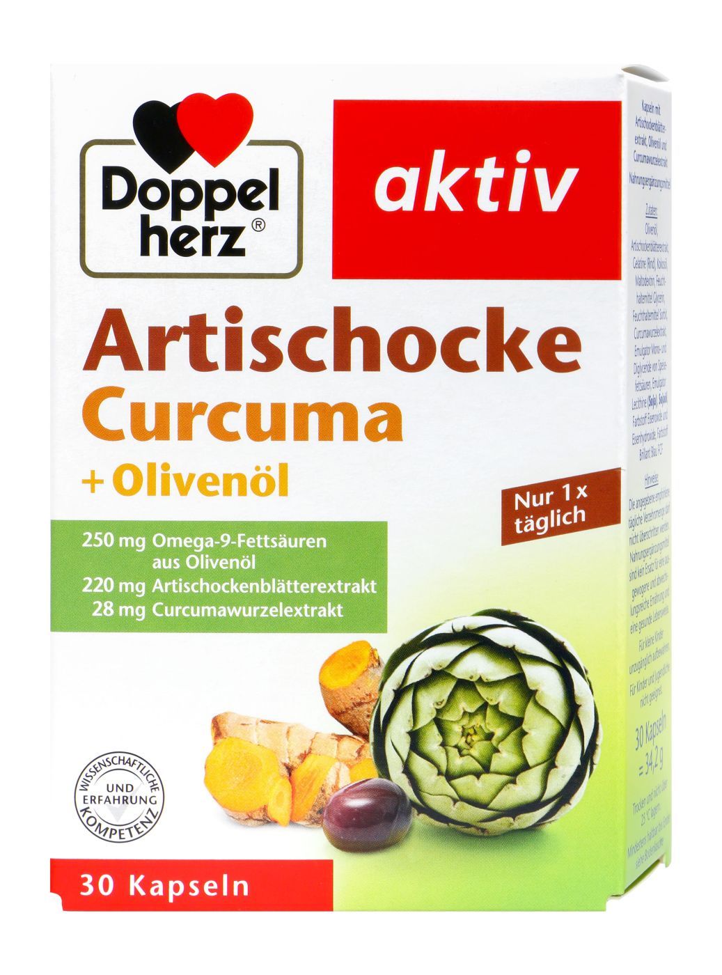 Doppelherz 雙心朝鮮薊+橄欖油+薑黃 Artischocke + Olivenöl + Curcuma, 30 入