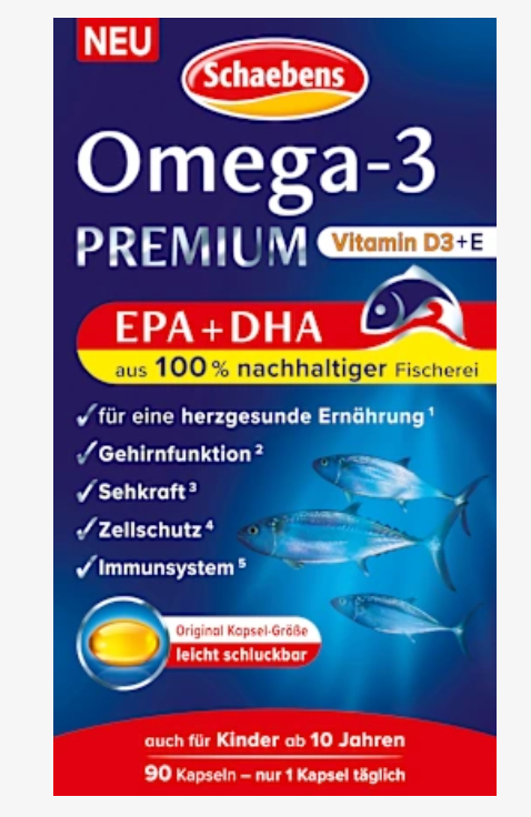Schaebens Omega 3 Lachs- &amp; Fischöl Kapseln 90 St., 79 g