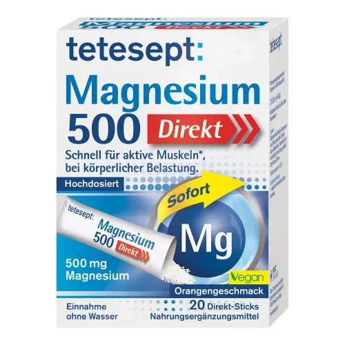 Tetesept高劑量 500毫克鎂夜間助眠 粉包 ,20入 Tetesept Magnesium 500 Direkt
