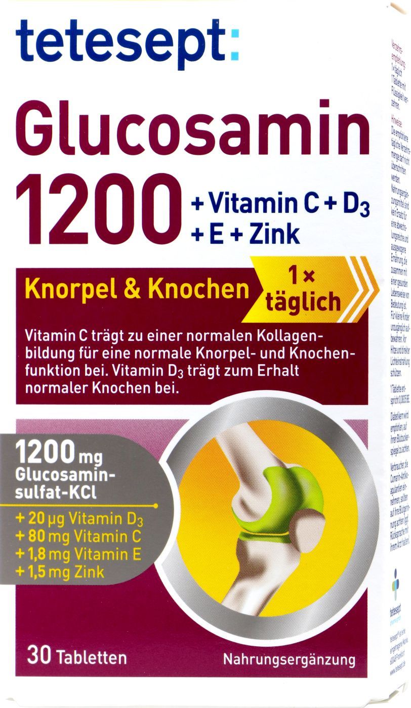 Tetesept Glucosamin 1200 葡萄糖胺 1200 +維生素C+D3+E+鋅+Vit.C+D3+E+Zink, 30 er