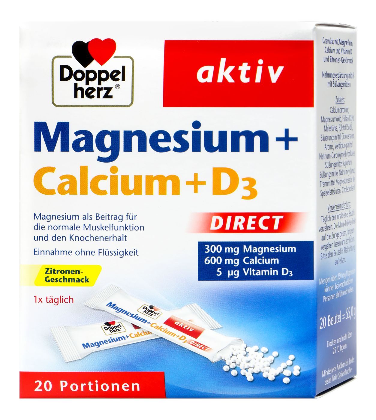 DOPPELHERZ雙心 鎂 Magnesium Calcium D3 Direct,晶粒包裝20小包