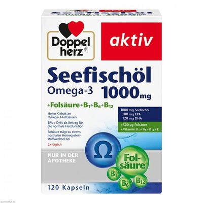 Doppelherz Seefischöl Omega-3 1.000 mg+Fols.Kaps深海魚油 +葉酸(120 入）