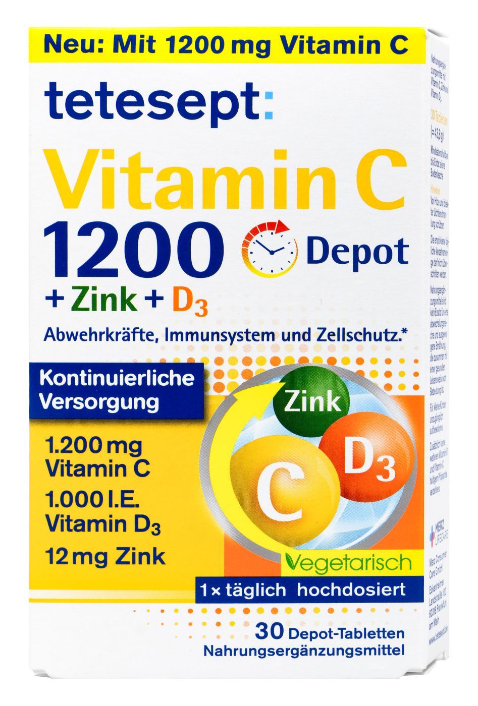 Tetesept高劑量的維生素 C  Vitamin C 1200 + Zink + D3, 30 er
