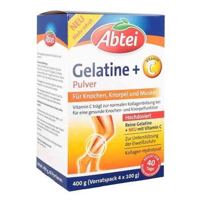 德國Abtei Gelatine Plus C, 4x100g 明膠粉 + 維生素 C