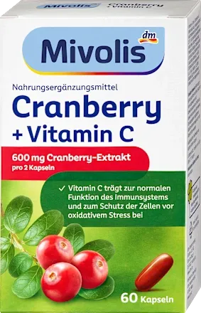 Mivolis  蔓越莓 + 維生素 C 膠囊，60 粒，68 克   Cranberry + Vitamin C Kapseln