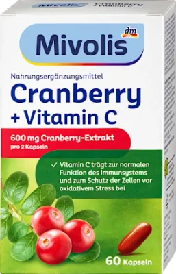 Mivolis  蔓越莓 + 維生素 C 膠囊，60 粒，68 克   Cranberry + Vitamin C Kapseln