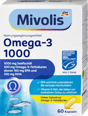 MivolisOmega-3, 1000，膠囊 60 顆