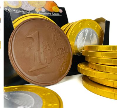 Taler 歐元大型牛奶巧克力歐元硬幣代幣，10cm個 -20入/盒