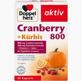 <托運限時購>德國多寶雙心Doppelherz Cranberry + Kürbis Kerne南瓜子, 30  入(有效期限10/2027)
