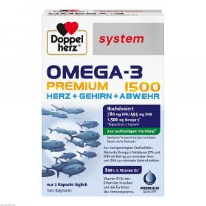 德國多寶雙心DOPPELHERZ 魚油 Omega-3 Premium 1500 system Kapseln 120入 (對心臟、大腦和眼睛有價值的歐米茄脂肪酸* 高劑量