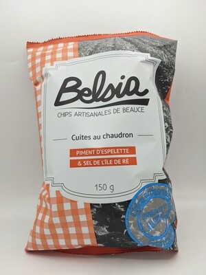 Chips artisanales Belsia (Beauce) - Piment d&#39;Espelette &amp; sel de l&#39;Île de Ré - 150gr