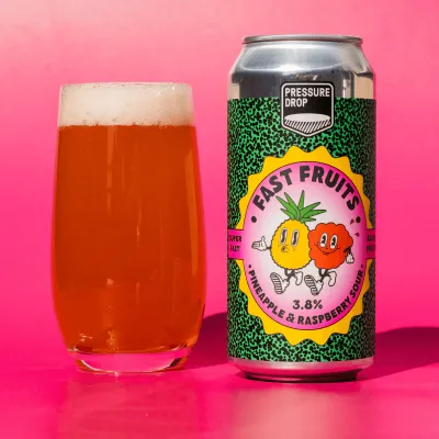 Pressure Drop (UK) - Fast Fruits (Pineapple &amp; Raspberry) / (Sour - Fruited Berliner Weisse) - 3.8% - Canette 44cl