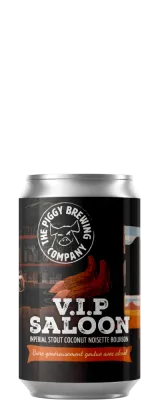 Piggy Brewing (FR) - VIP SALOON // Imperial Stout : Noisette Bourbon Coco // 12% ABV - Canette 33cl