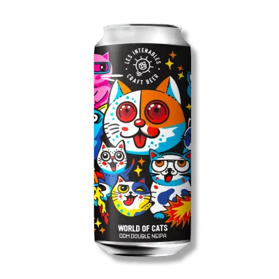 Les Intenables (FR) -  World Of Cats // Double NEIPA - Krush Cryo, Riwaka, Kohia Nelson // 8% - Cannette 44cl