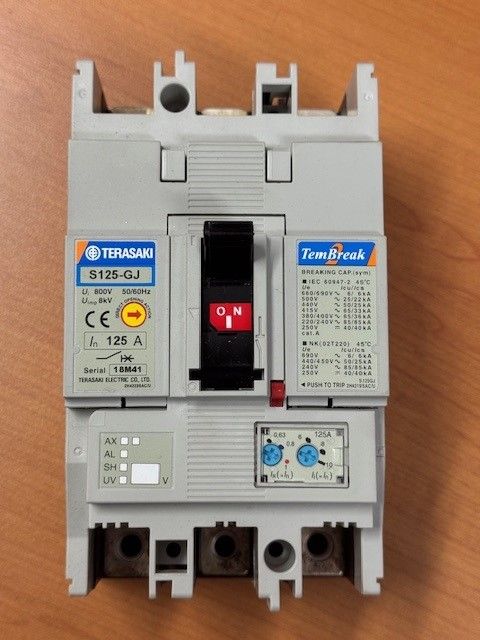 S125GJ320 TERASAKI TEMBREAK 2 MCCB 125 FRAME 65KA 3P 20A THERMAL MAGNETIC S125GJ320 TERASAKI TEMBREAK 2 MCCB 125 FRAME 65KA 3P 20A THERMAL MAGNETIC