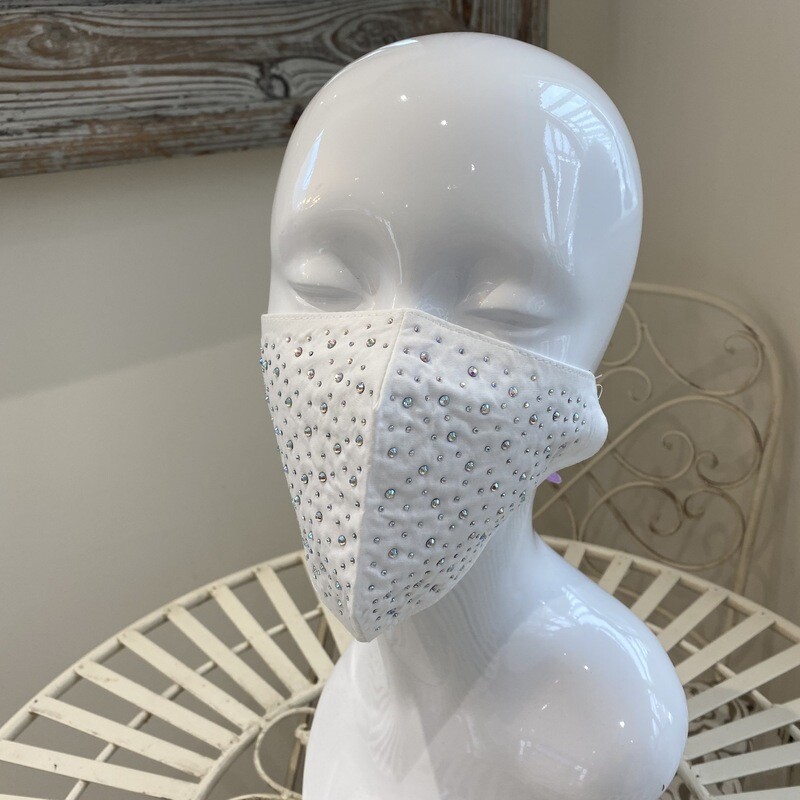 White Face Covering Mask (crystals)