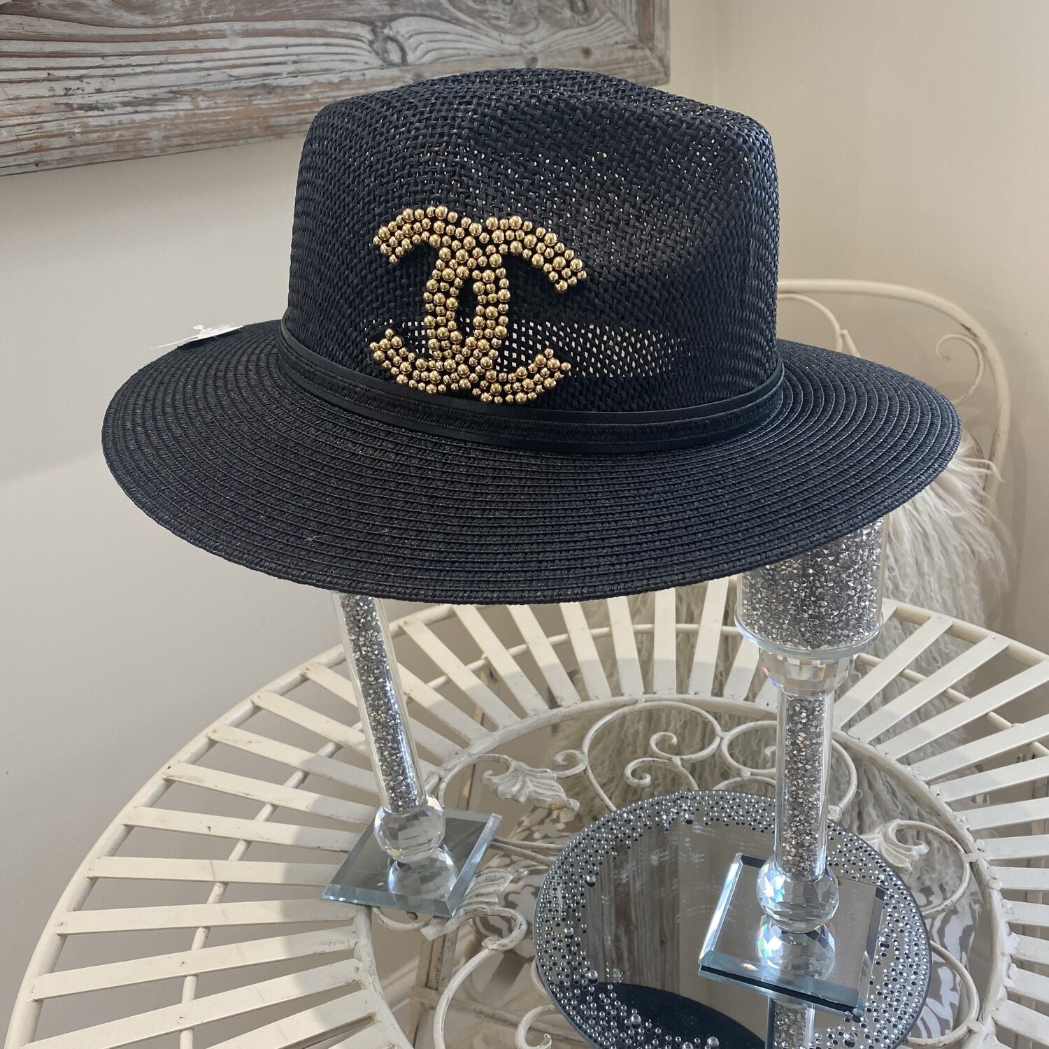 Black Fedora Hat (gold CC )