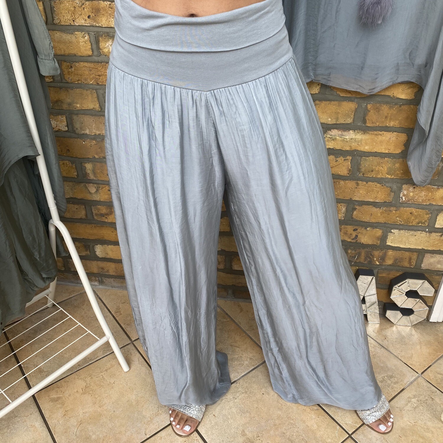 Grey Silk Trousers