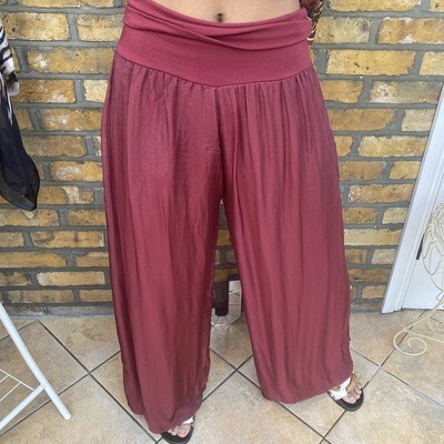 Silk Palazzo Pants (wine) B47