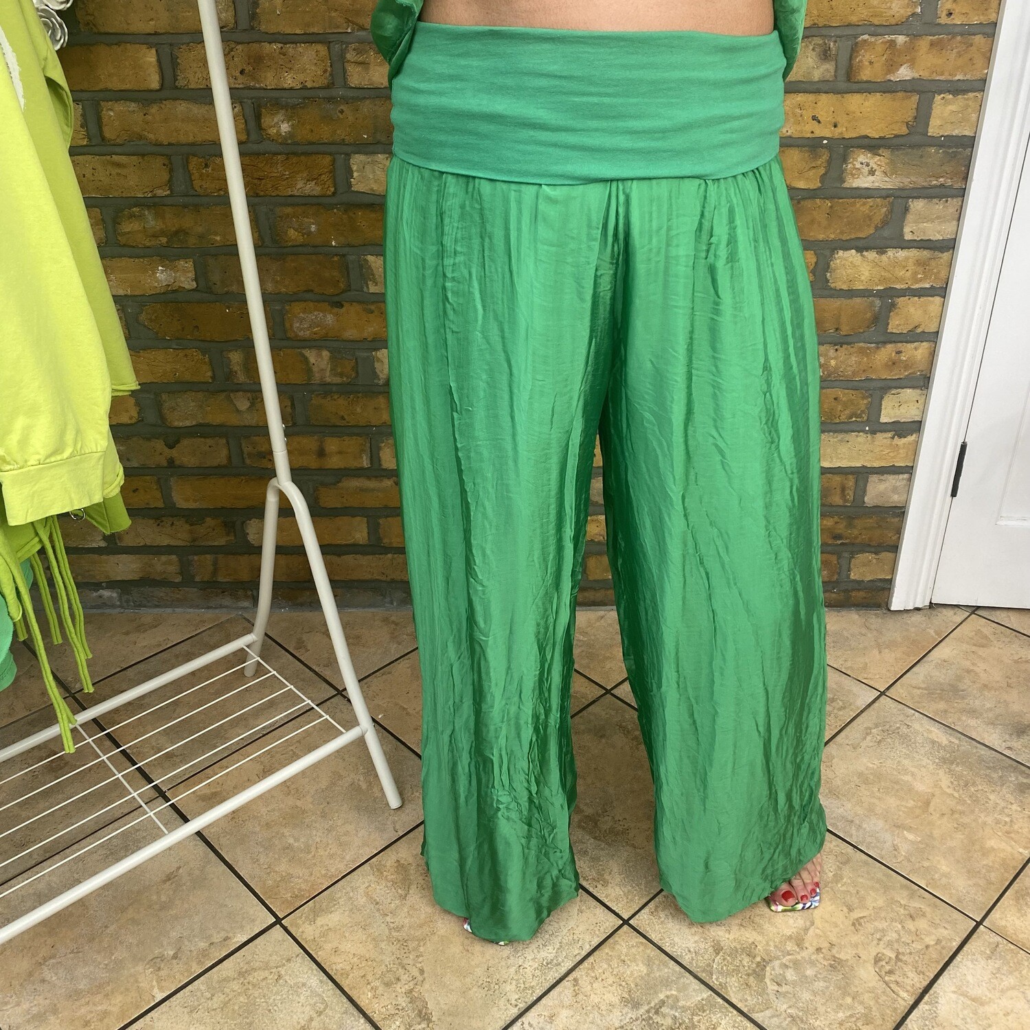 Silk Palazzo Trousers (green)