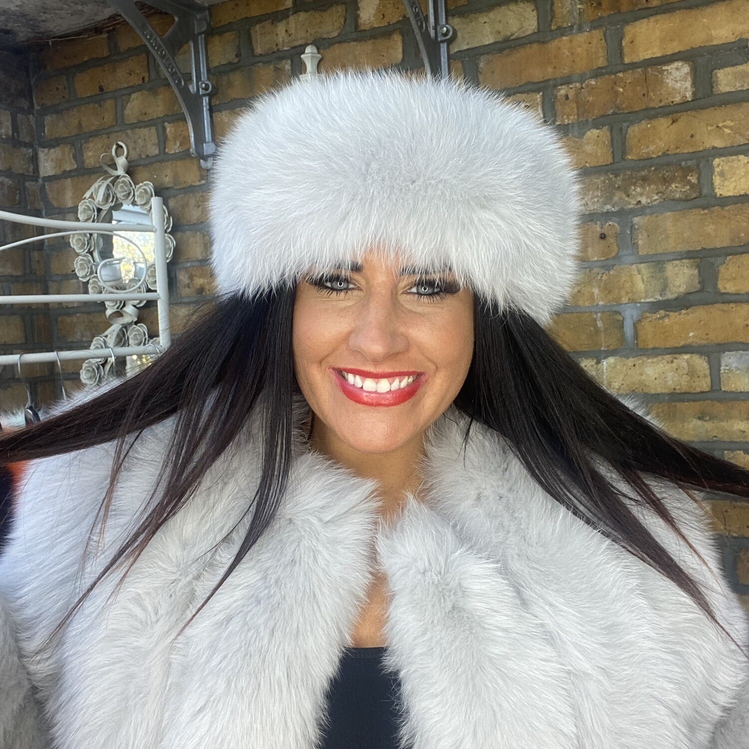 Silver Grey Fox Fur Headband