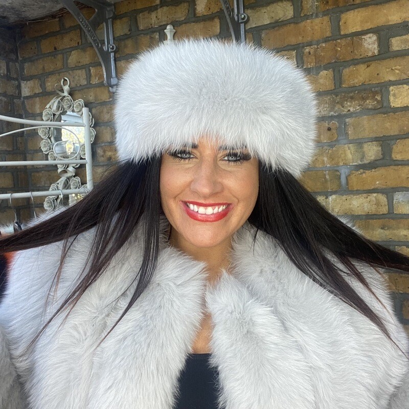 Silver Grey Fox Fur Headband