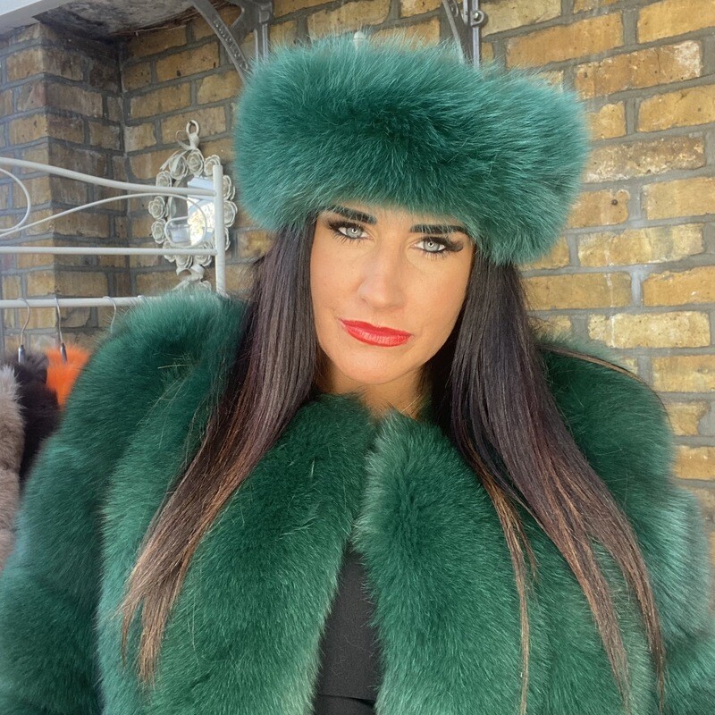 Emerald Green Fox Fur Headband