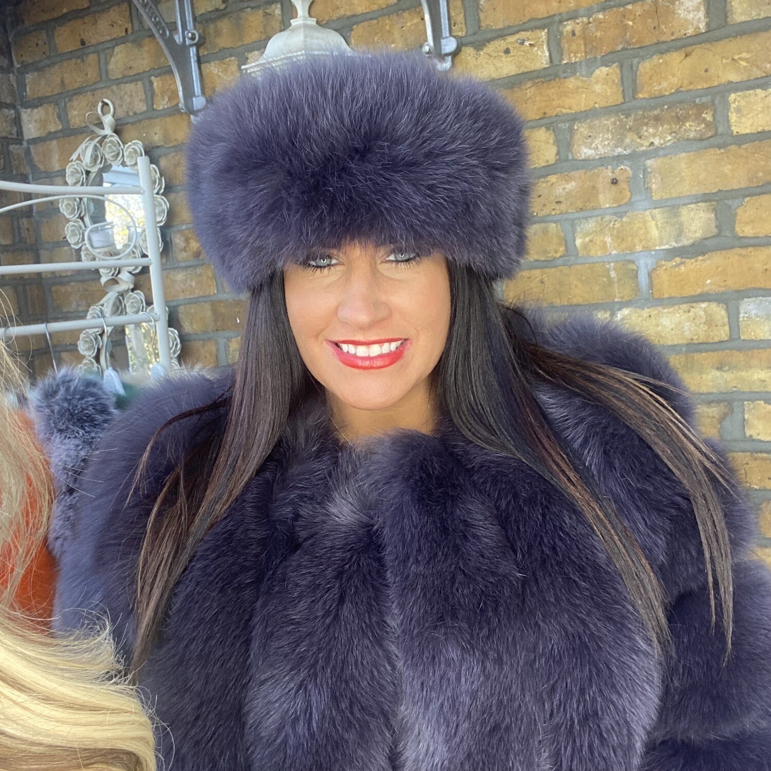 Dark Grey Fox Fur Headband