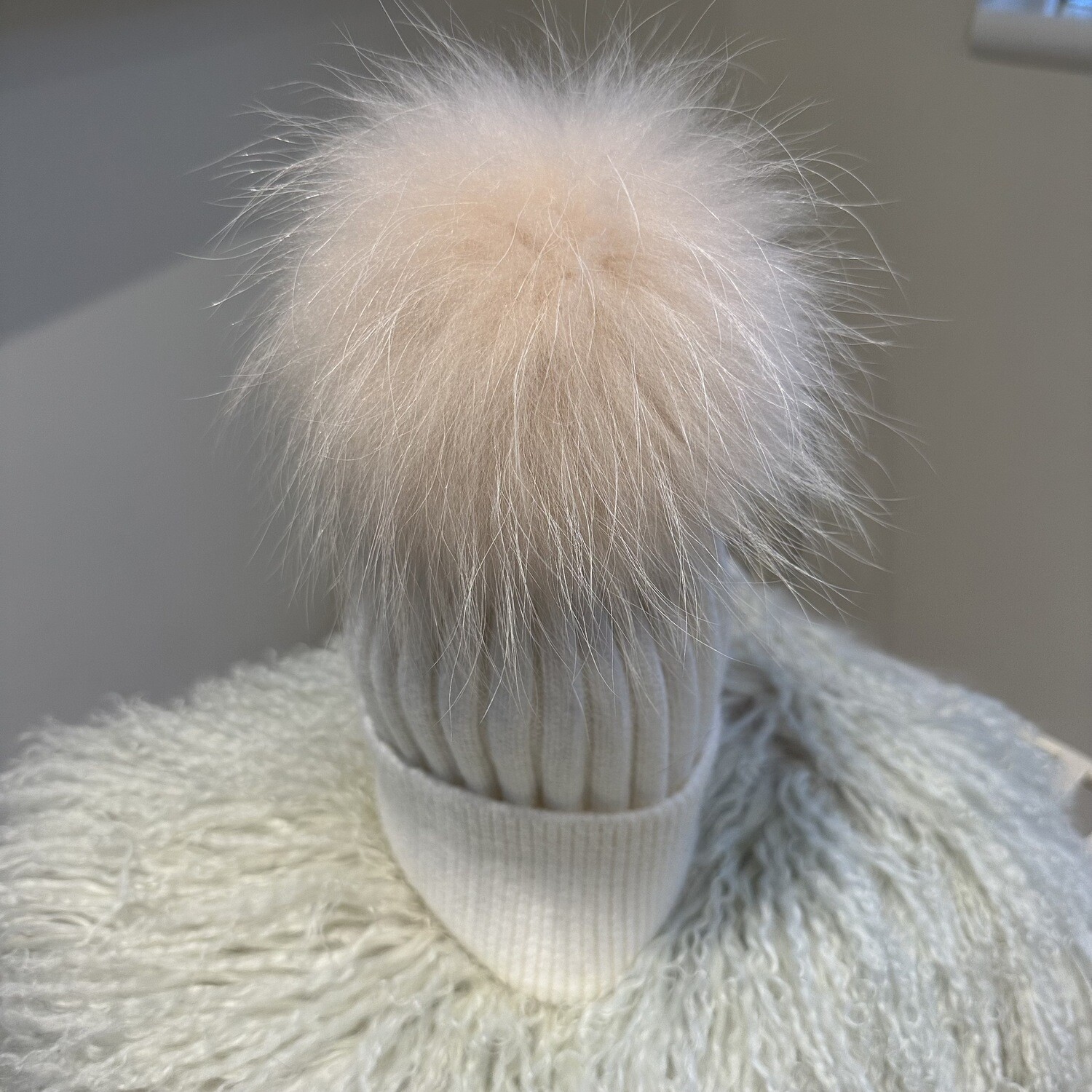 Extra Large Fur Pom Pom (winter white/cream fur)