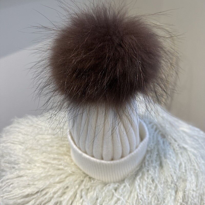 Extra Large Fur Pom Pom (winter white/chocolate)