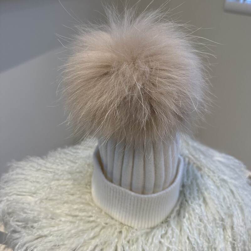 Extra Large Fur Pom Pom (winter white/beige fur)