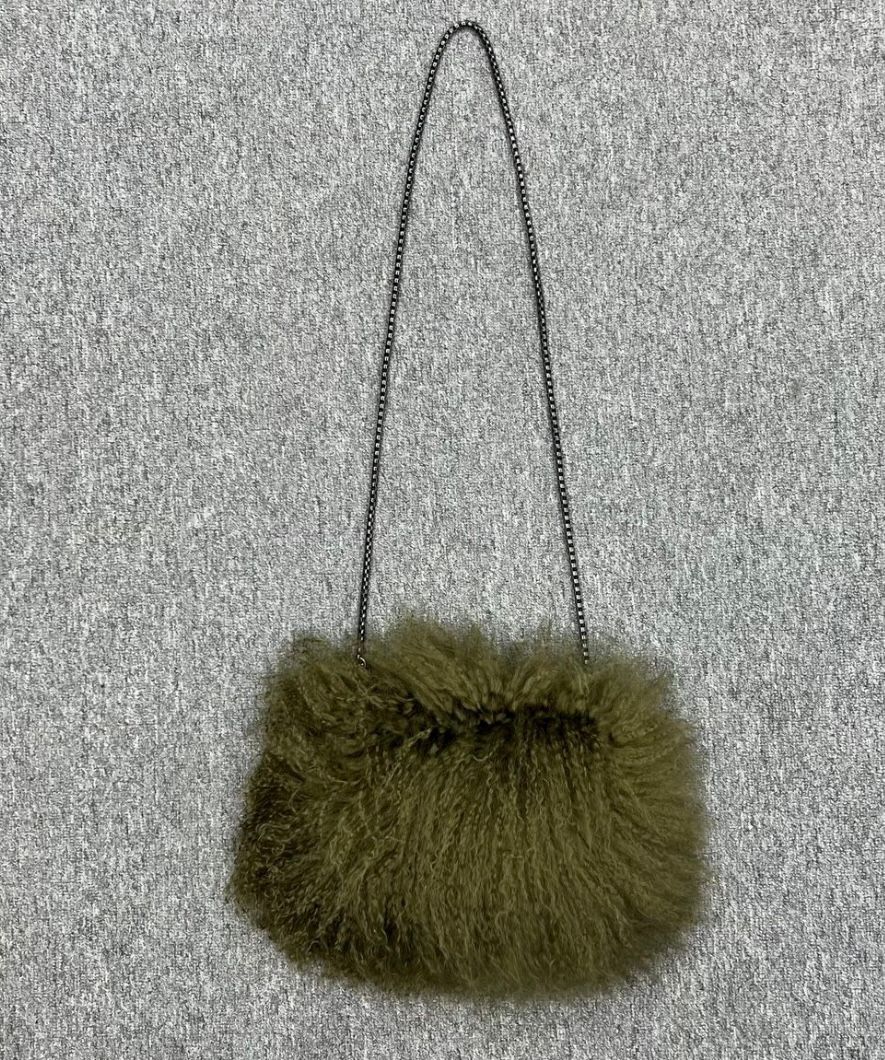 Jas Exclusive Fur &amp; Chain Bag (khaki)