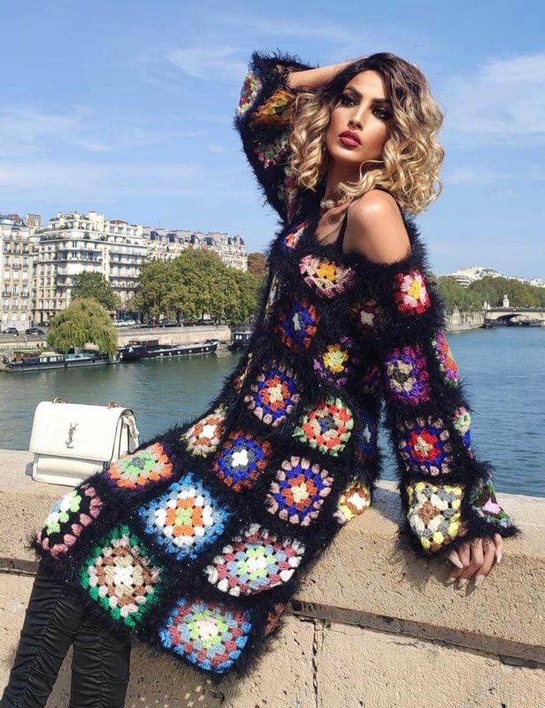 Longline Crochet Dress / Top (black)