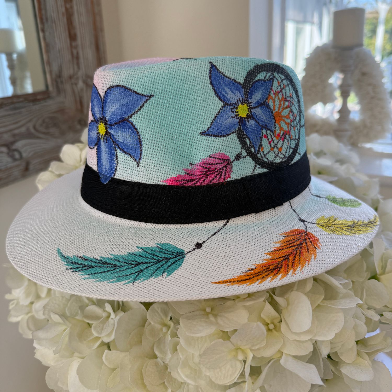 Hand Painted Fedora (dreamcatcher)