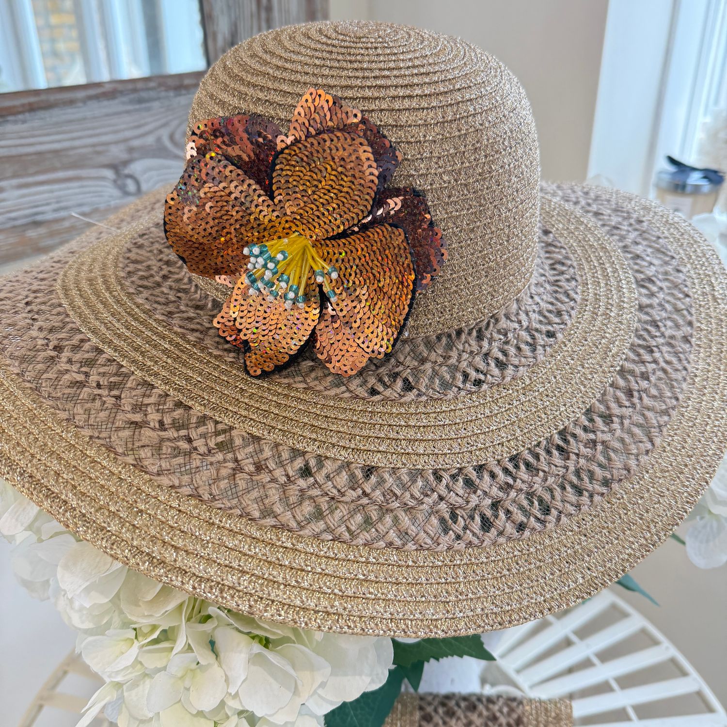 Sun Hat (rose gold flower)