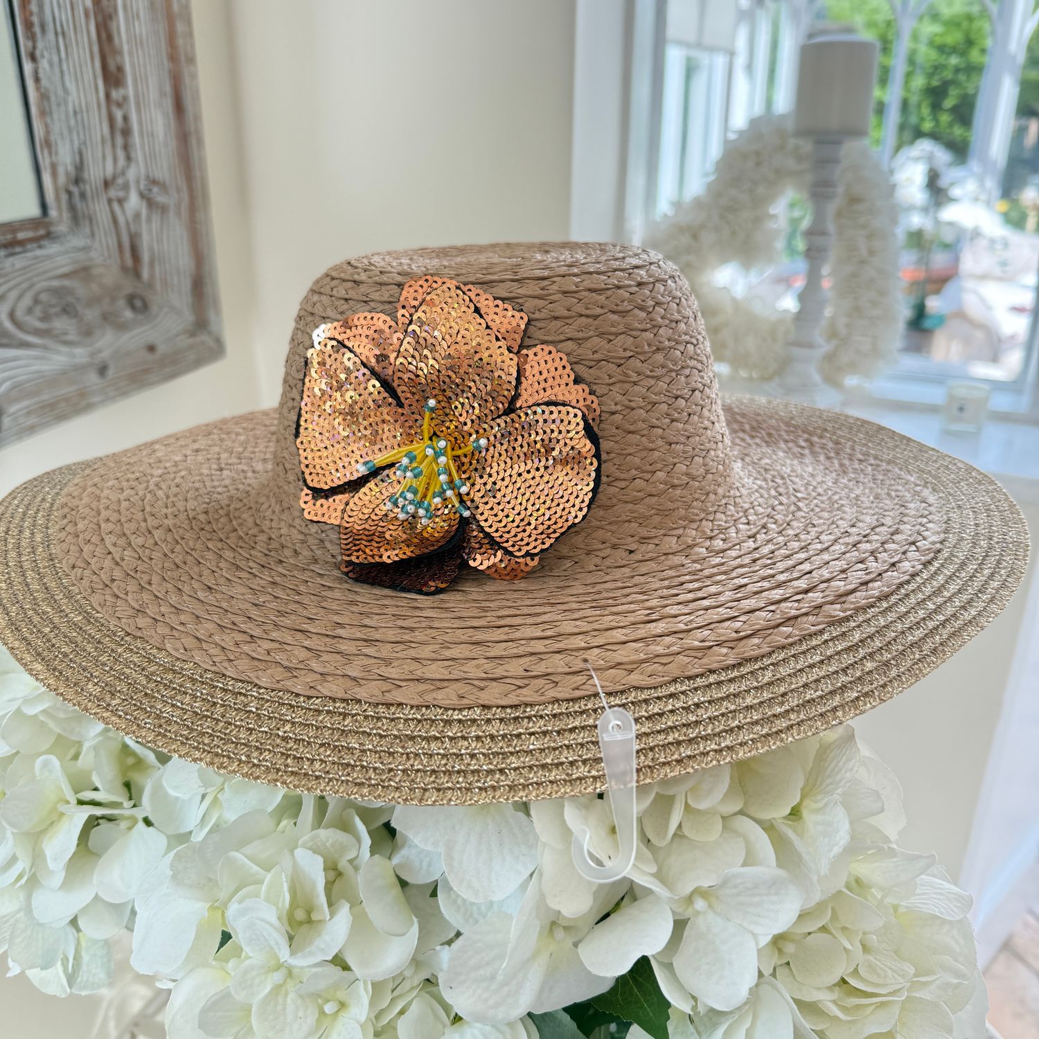 Sequin Flower Sun Hat